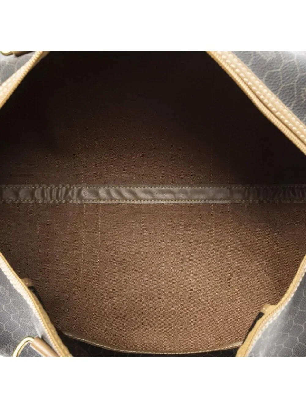 Dior Vintage Travel Boston Gray Brown Honeycomb Canvas Shoulder Bag - Picture 9 of 10